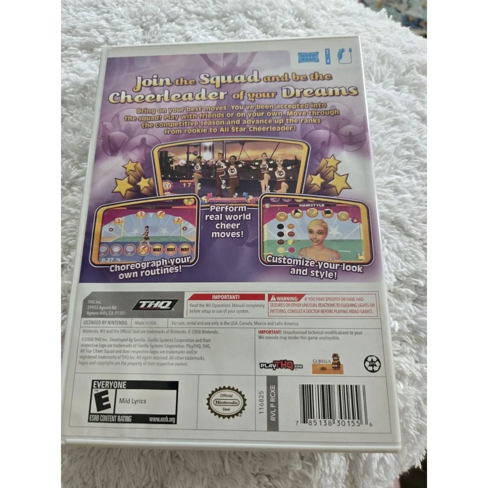 Nintendo  Wii Game, All Star cheer squad. Compatible wii balance board